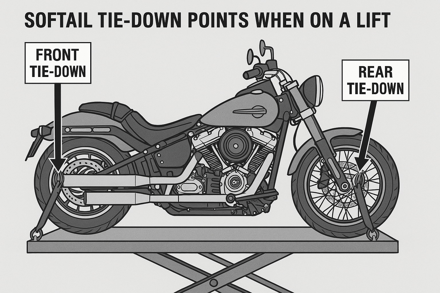 softail tie down points when on a lift